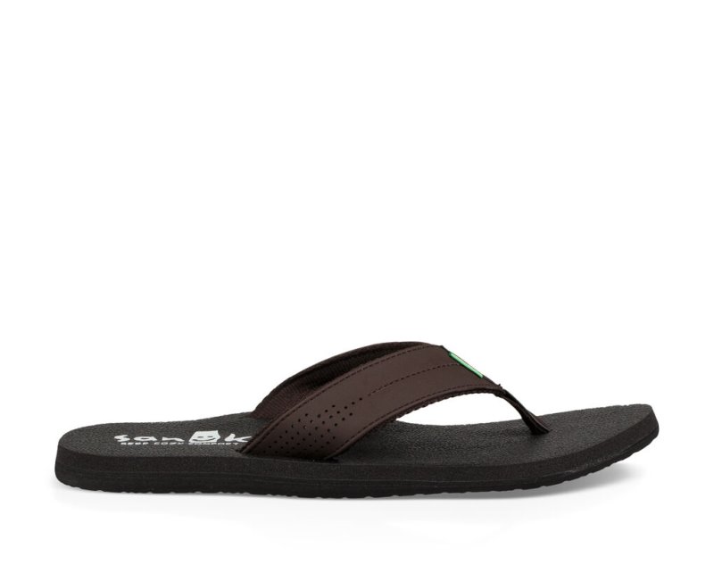 Sanuk Beer Cozy Coaster Men\'s Flip Flops Dark Brown | Canada 262AHK